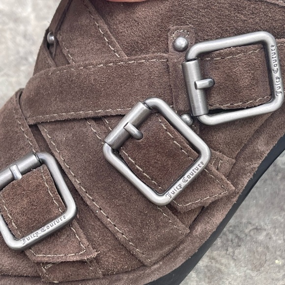 Vintage Juicy Couture Brown Suede High Heel Mules Clogs SZ 8 - Picture 11 of 11
